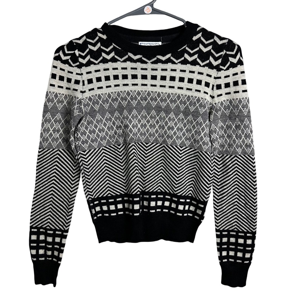 Opening Ceremony Knit Sweater Black Geometric Pattern Long Sleeve XS designer